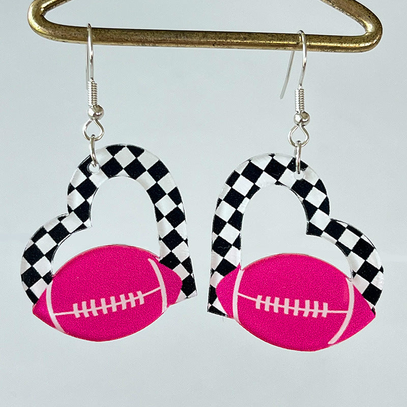 Pink Christmas Football Earrings