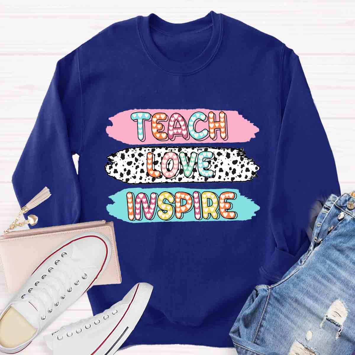 Teach Love Inspire Dot Light Teacher Sweatshirt