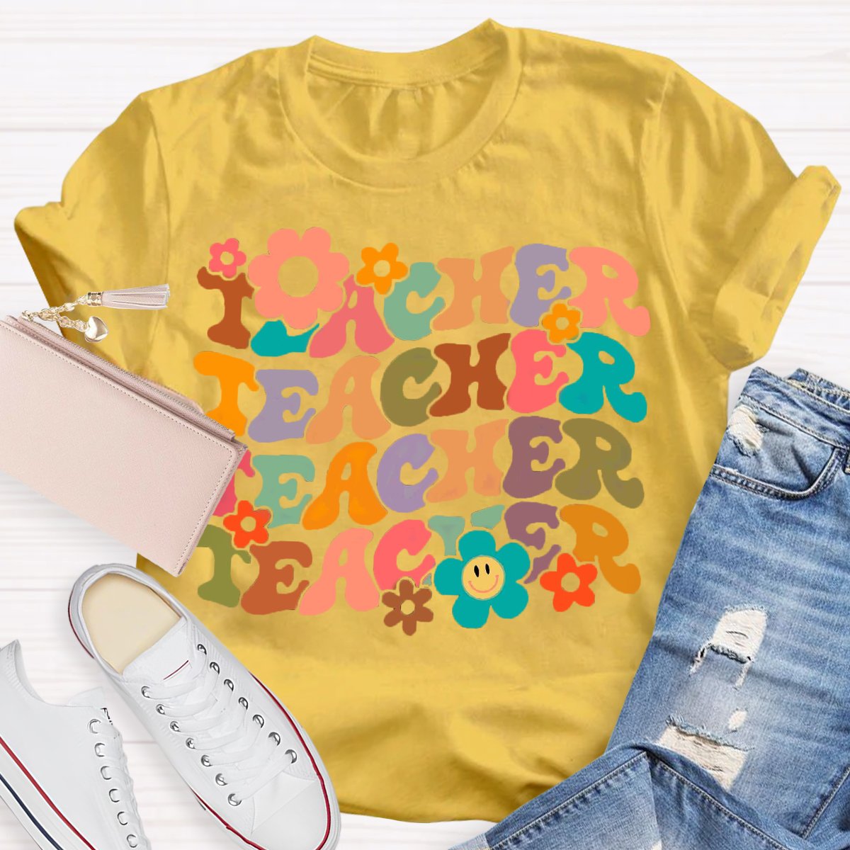 Floral Graphic Designs Teacher  T-Shirt