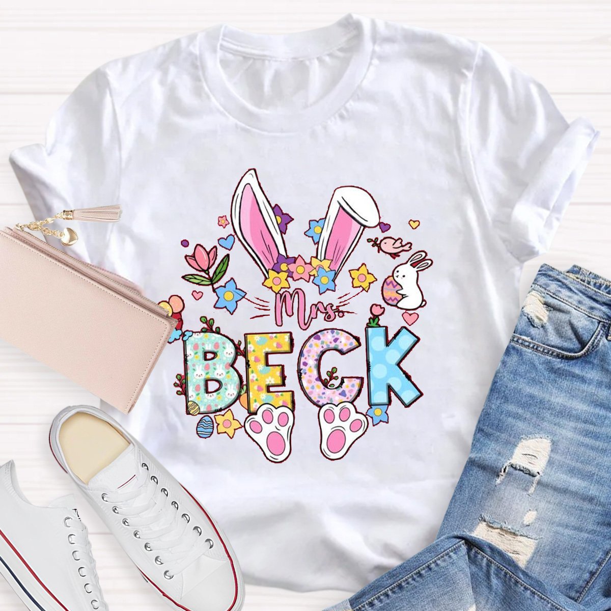 Personalized Bunny Teacher Shirt