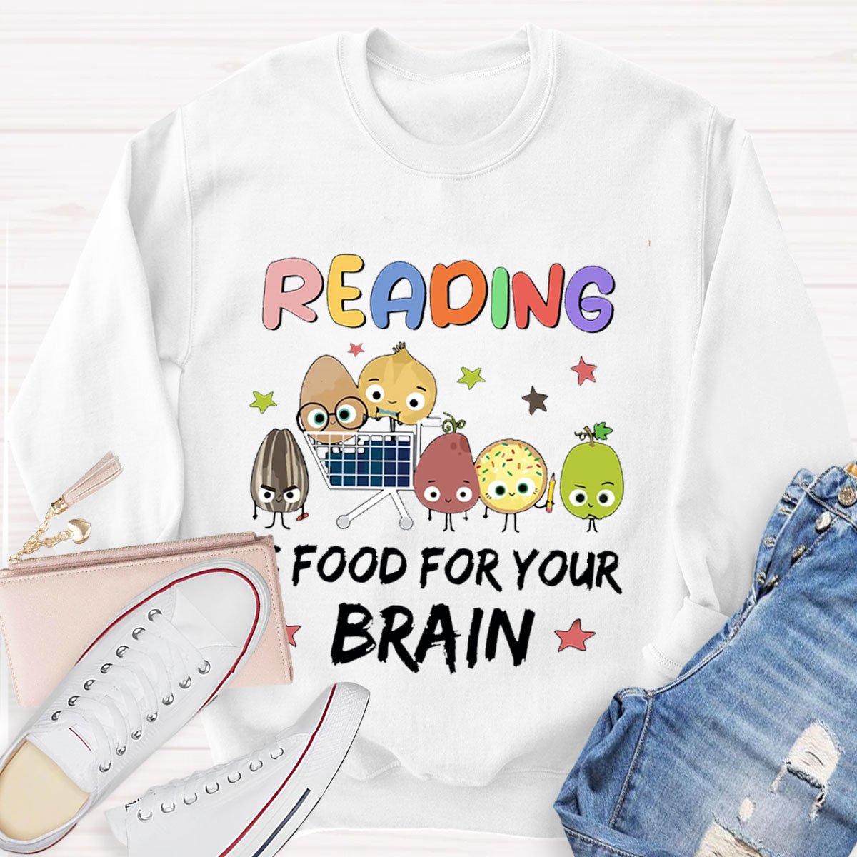 Reading Is Food For Your Brain Teacher Sweatshirt