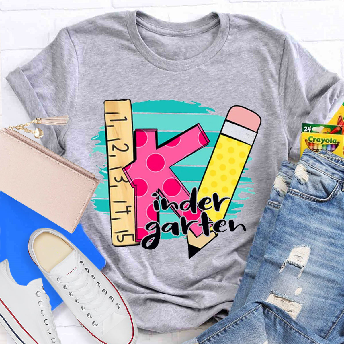 Personalized Grade Ruler Pencil Teacher T-Shirt