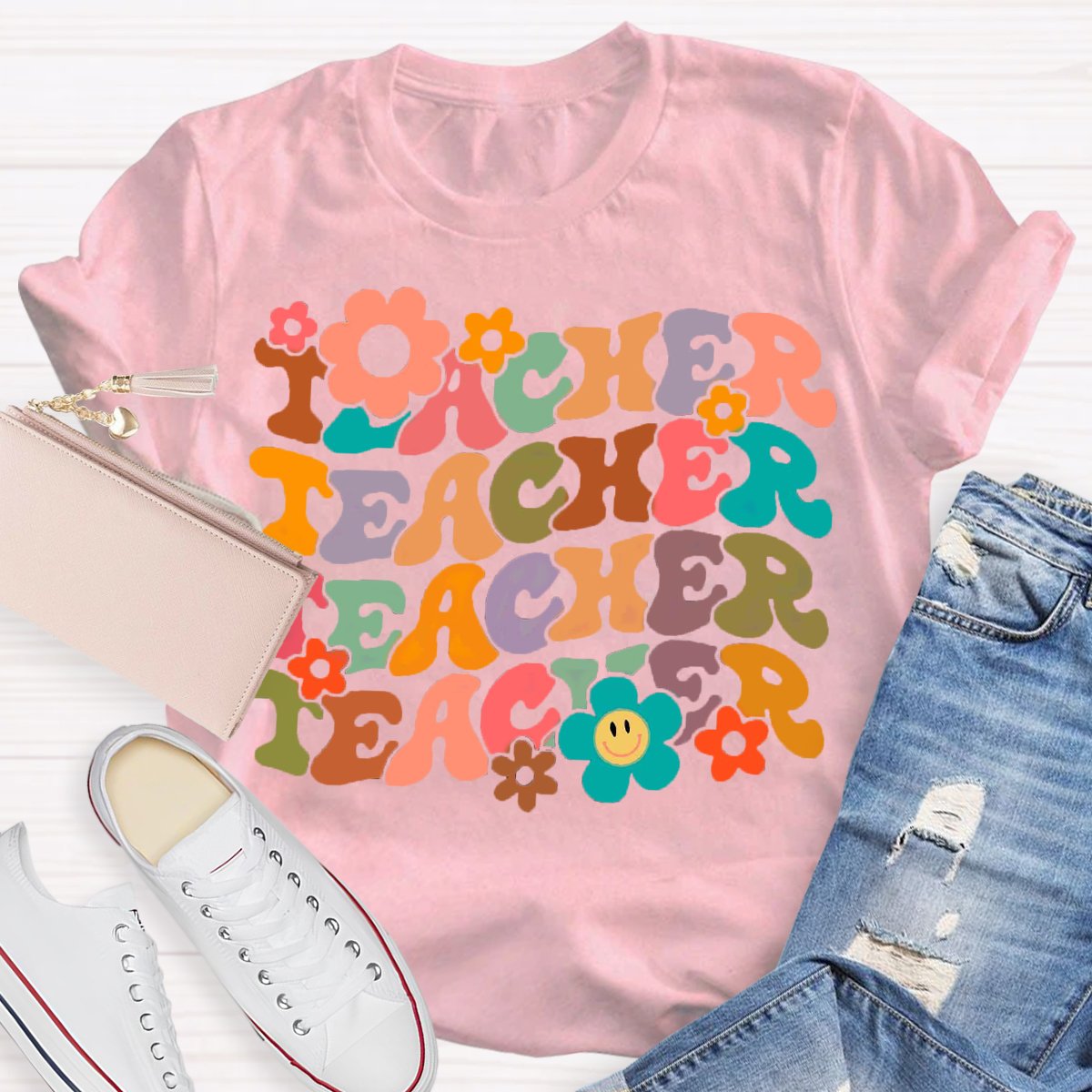 Floral Graphic Designs Teacher  T-Shirt