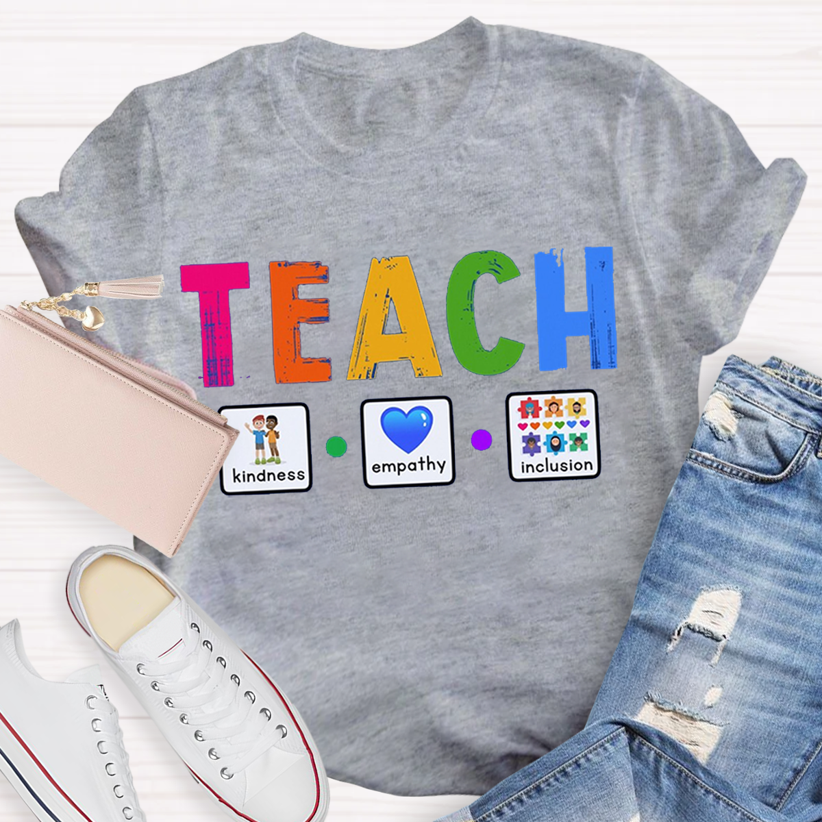 Teach Kindness Empathy Inclusion Teacher T-Shirt