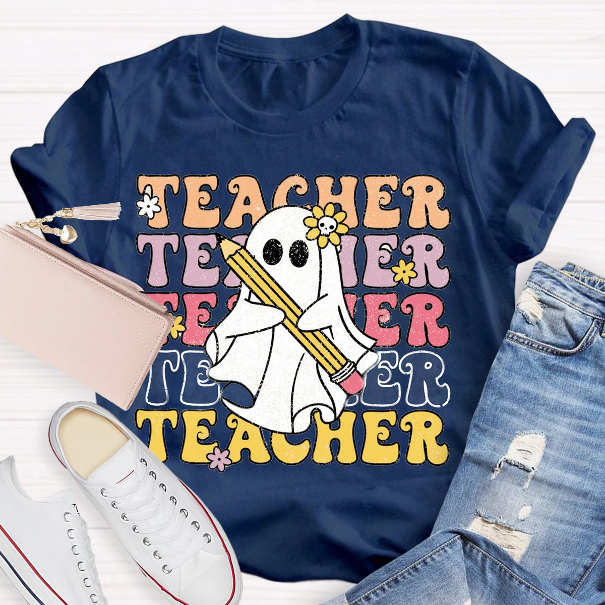 Halloween Spooky Cute Ghost Teacher Shirt