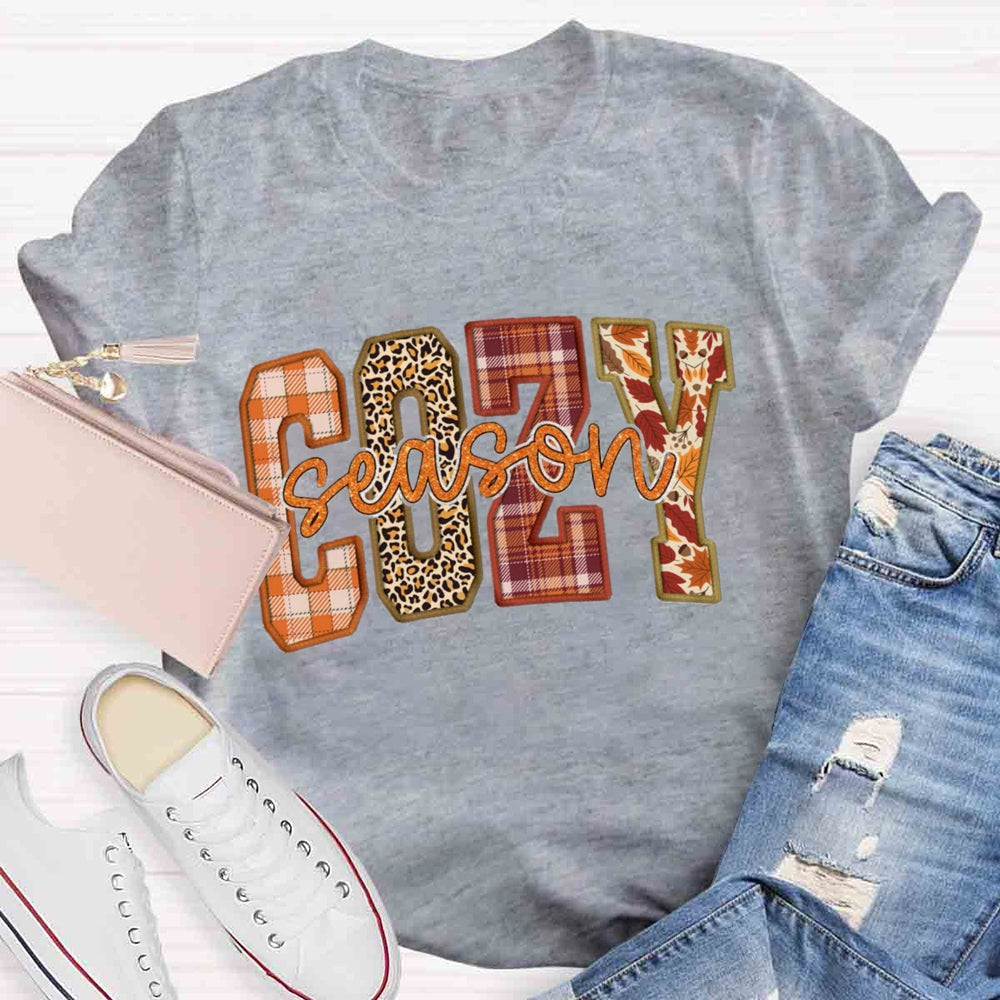 Cozy Season Fall Halloween Thanksgiving Casual Print T-shirt