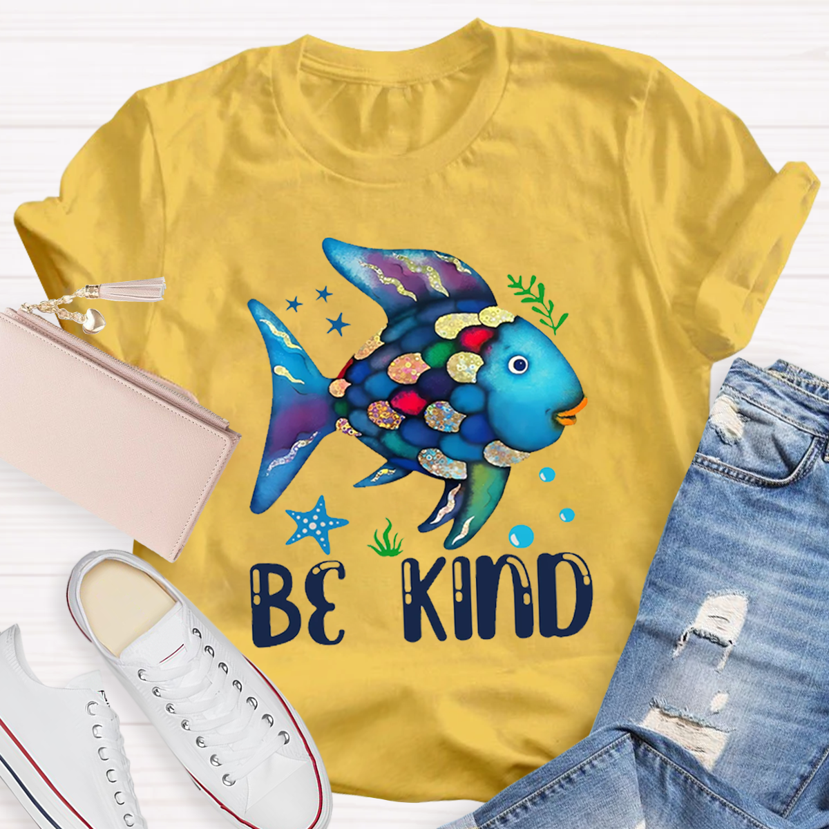 Be Kind Colorful Fish Swimming T-Shirt