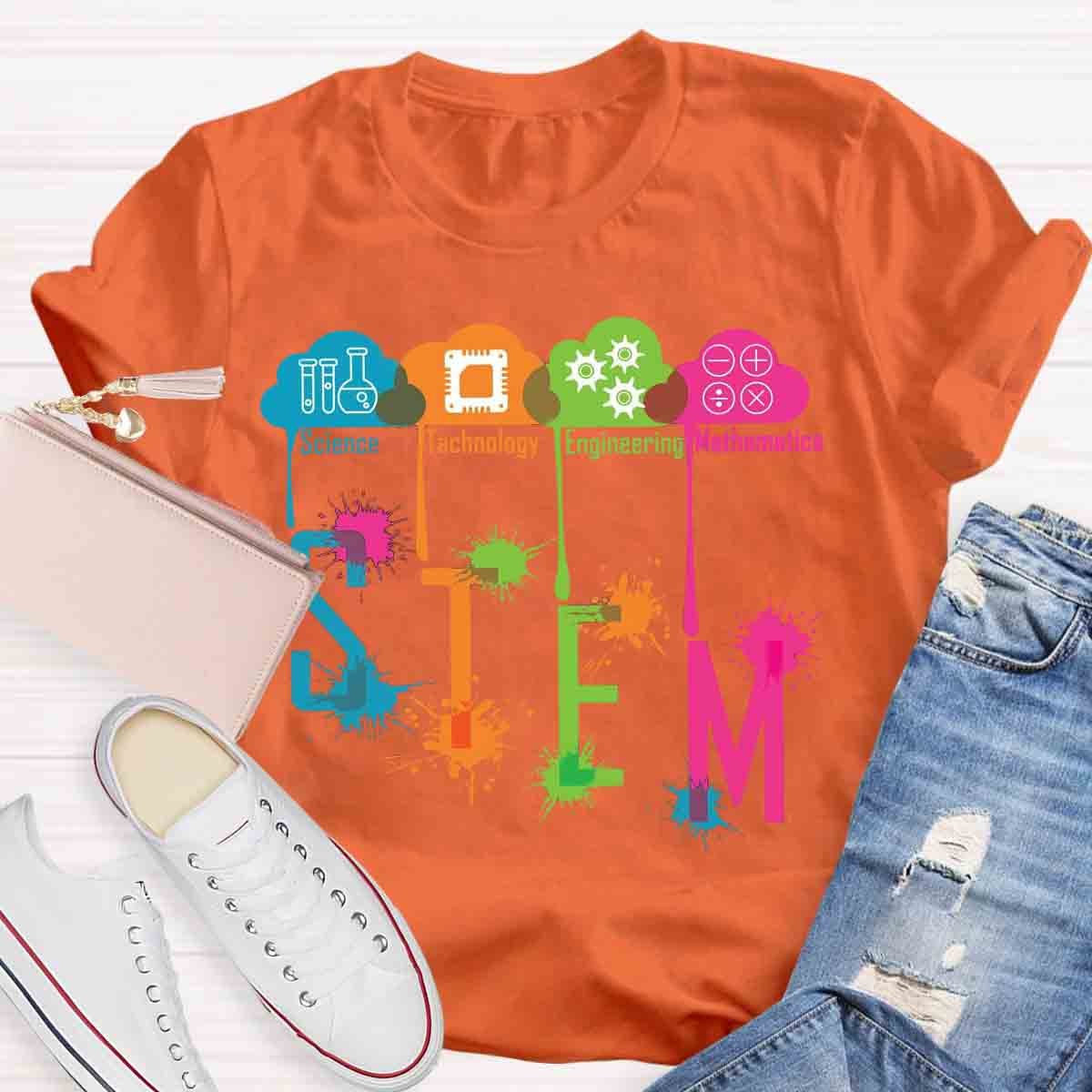 Color Splash Ink STEM Teacher T-Shirt