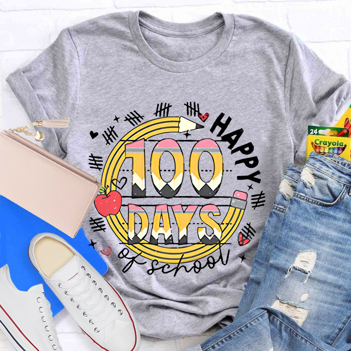 100 Days Of School Pencil Teacher T-Shirt