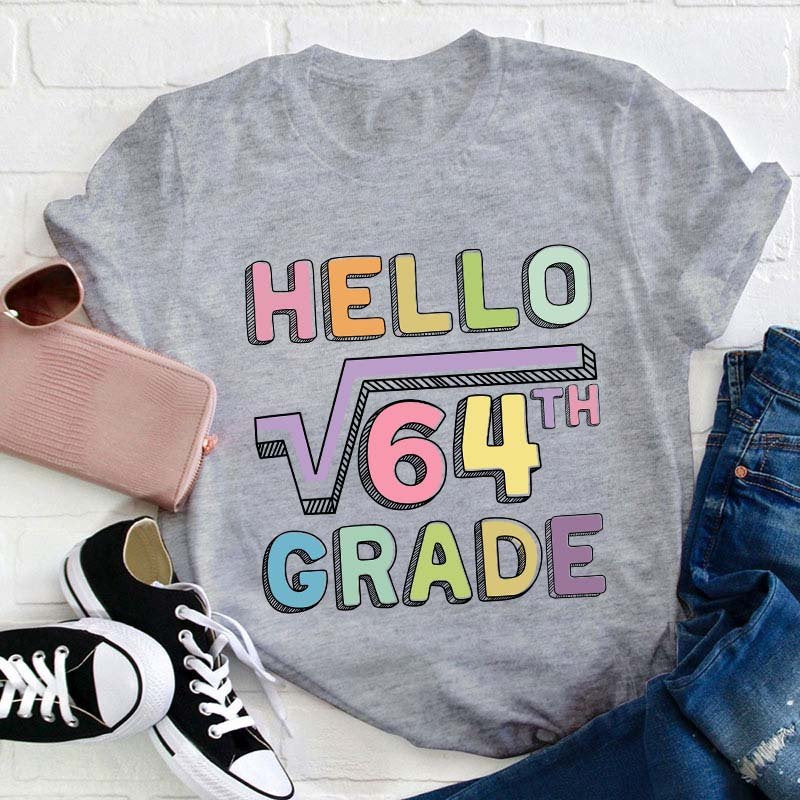 Personalized Grade Say Hello Math Teacher T-Shirt