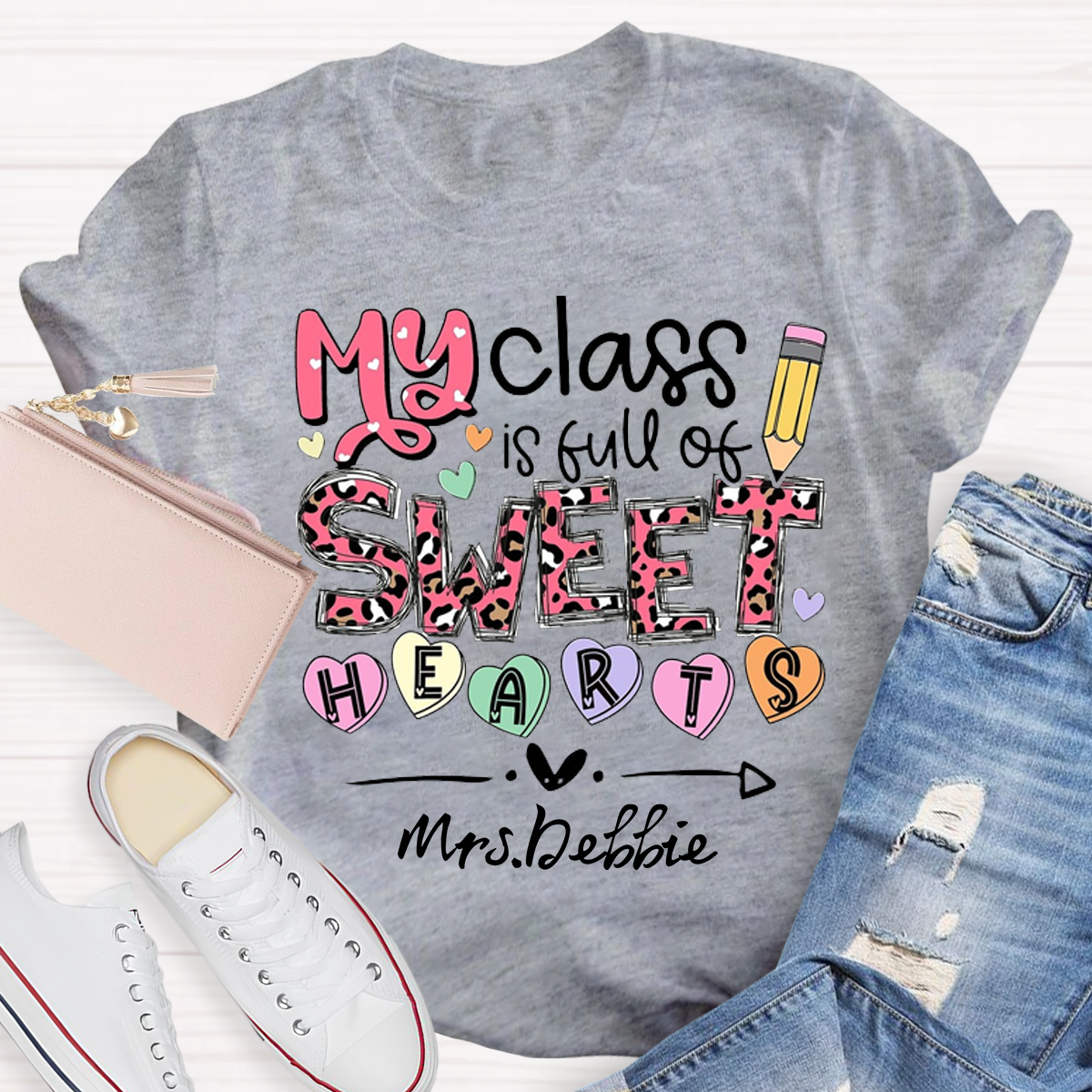 Personalized Name My Classroom Is Full Of Sweet Hearts T-Shirt