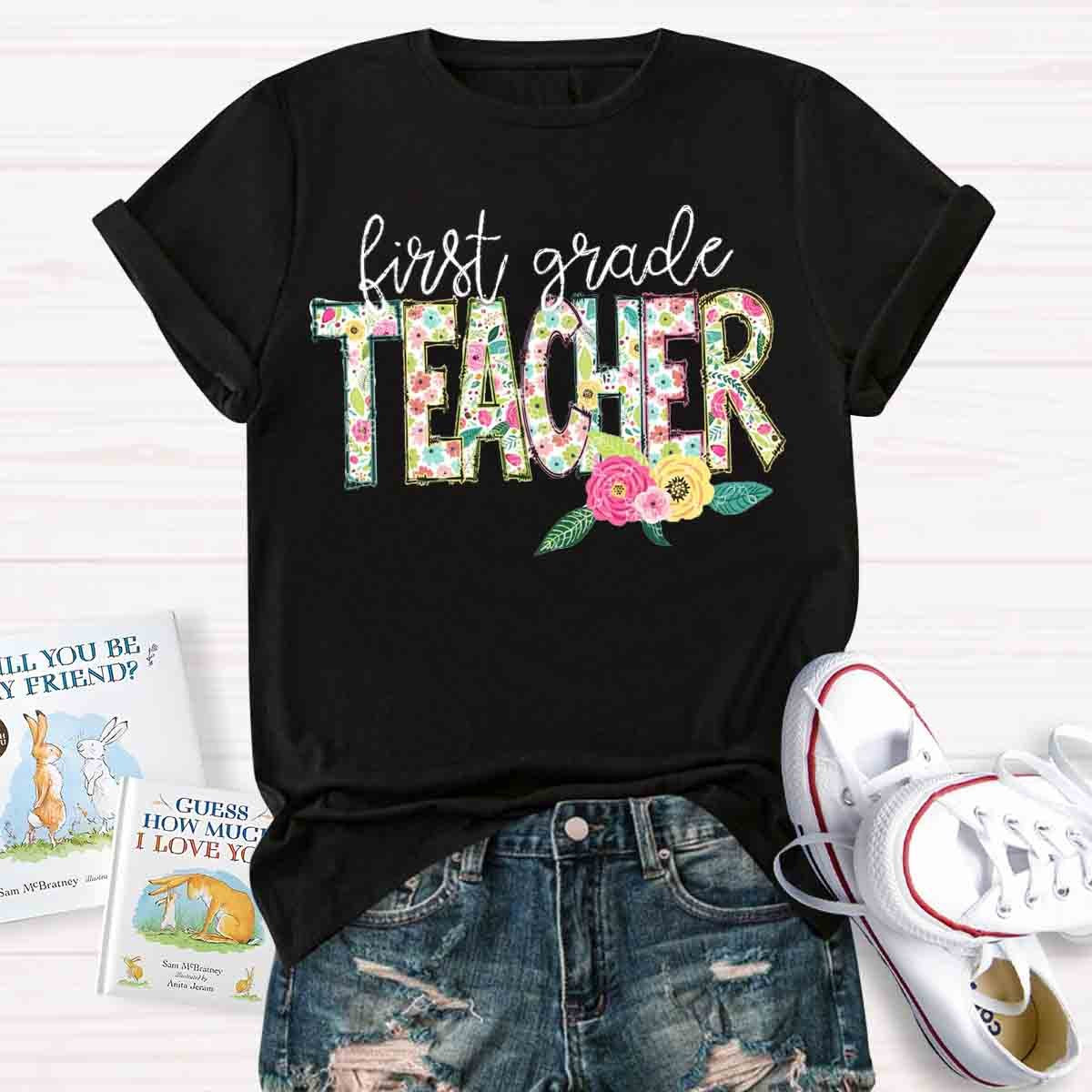 Personalized Grade Vintage Flower T-Shirt