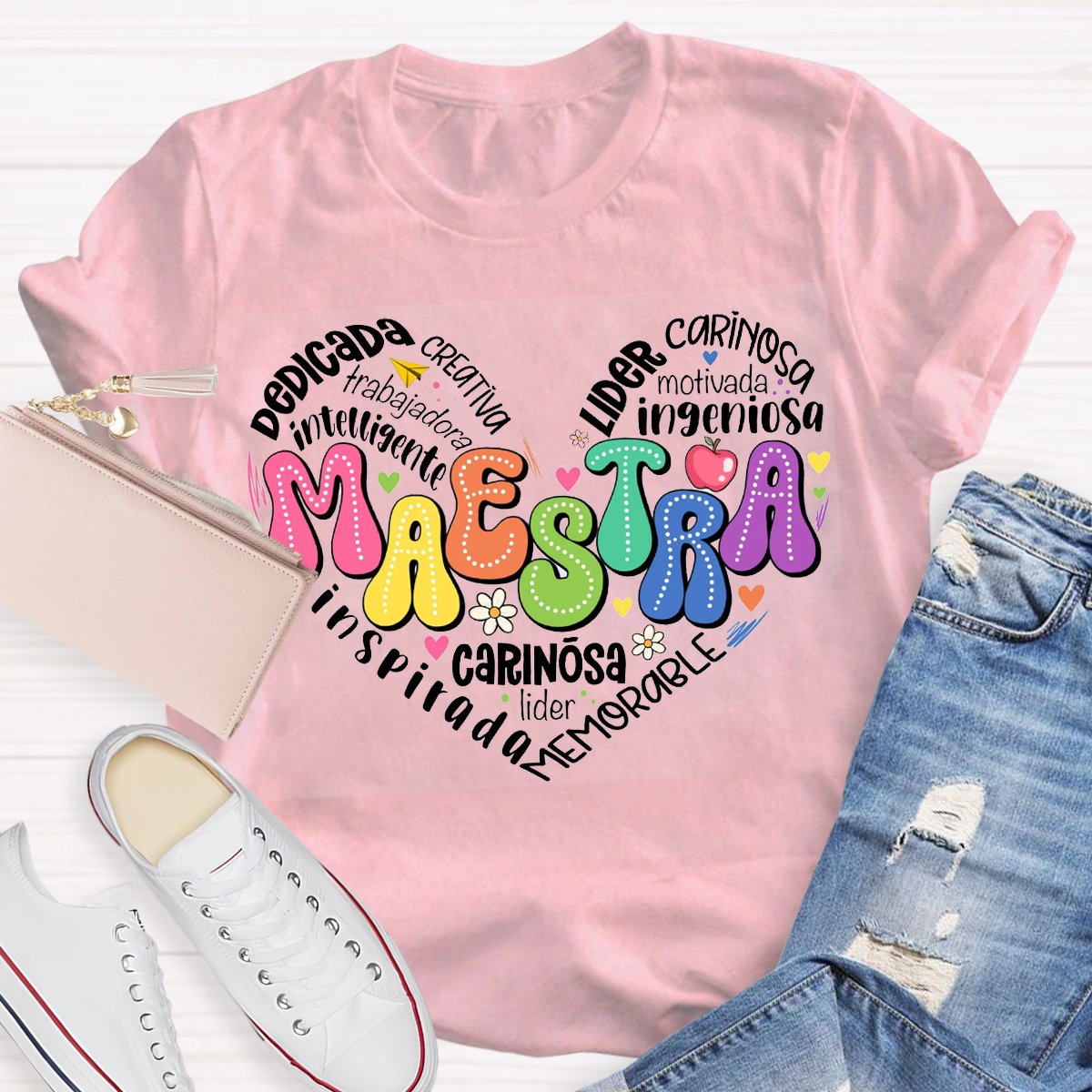 Maestra Spanish Teacher Heart T-Shirt