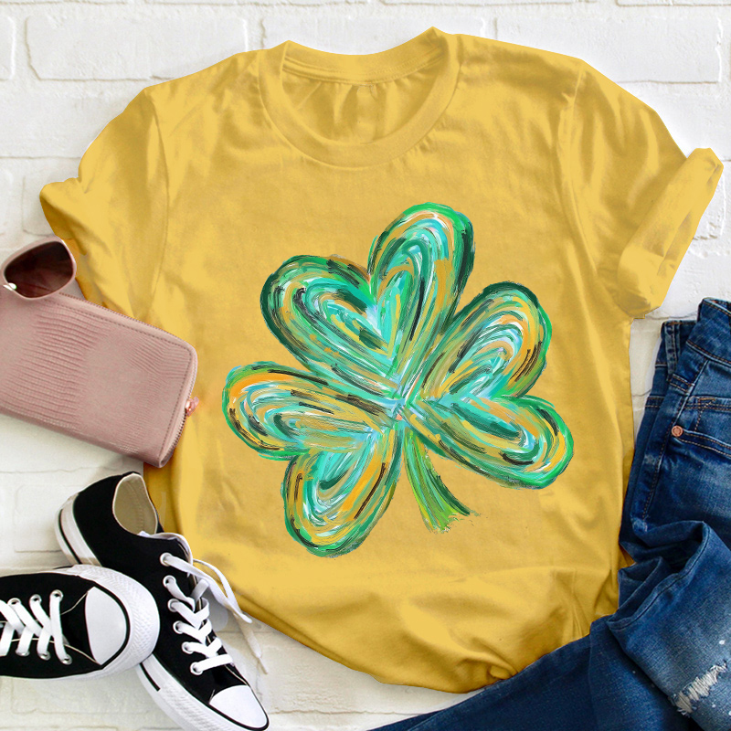 Colorful Clover St Patrick's Day Teacher T-Shirt