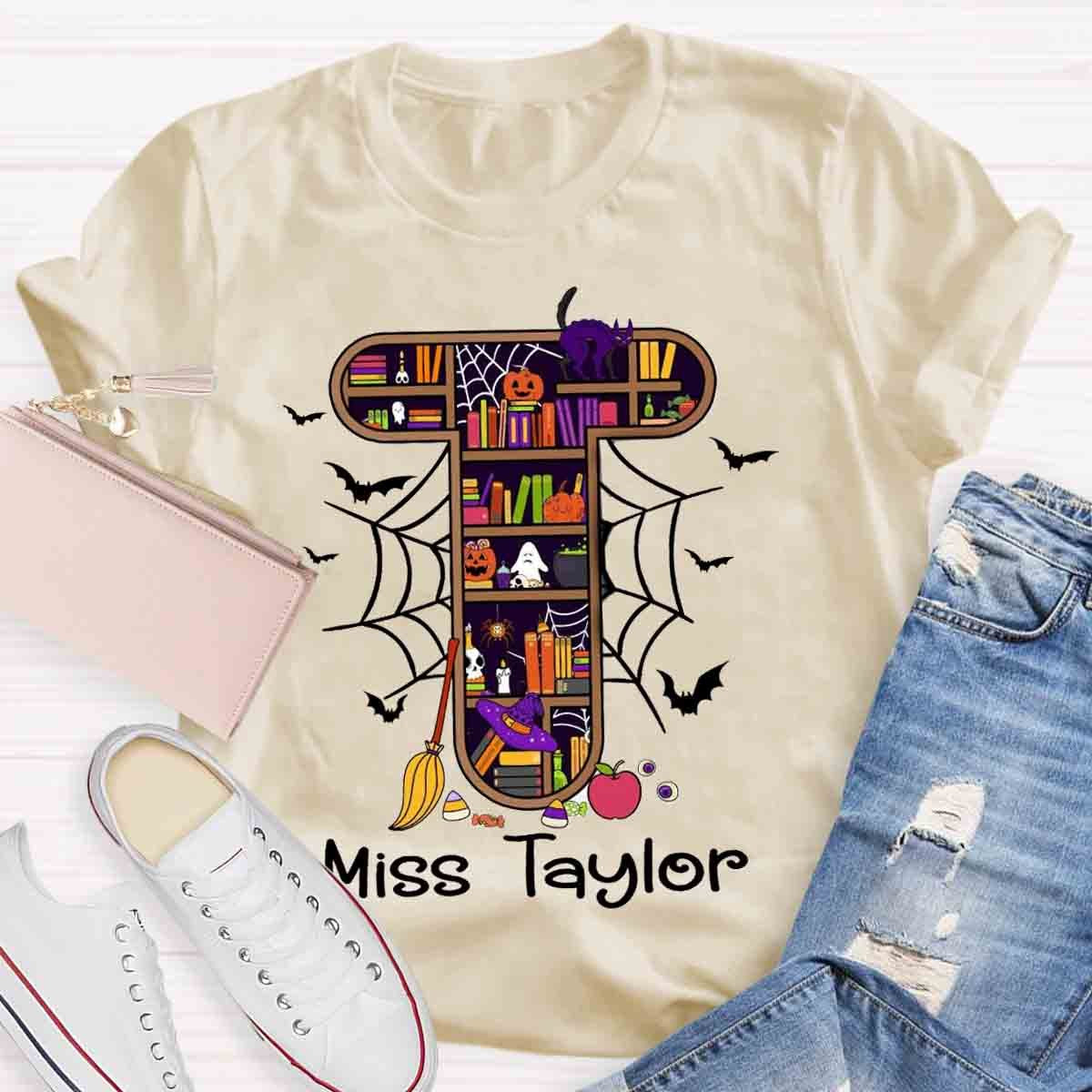 Personalized Name Halloween Spooky Teacher T-Shirt