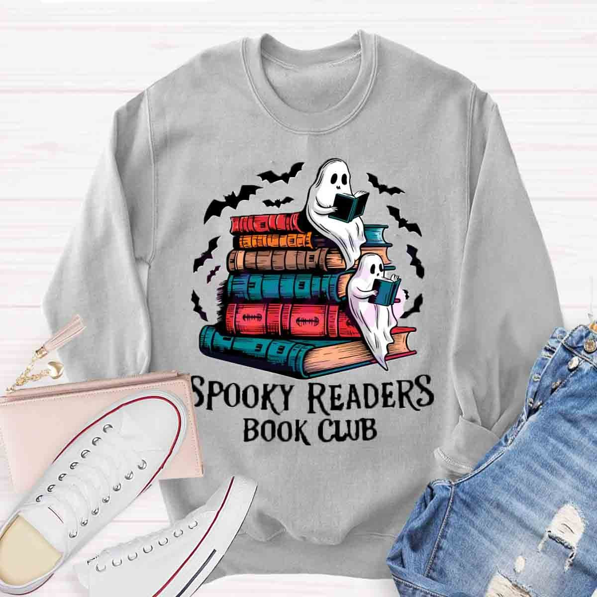 Funny Bookish Ghost Spooky Readers Book Club Halloween Sweatshirt