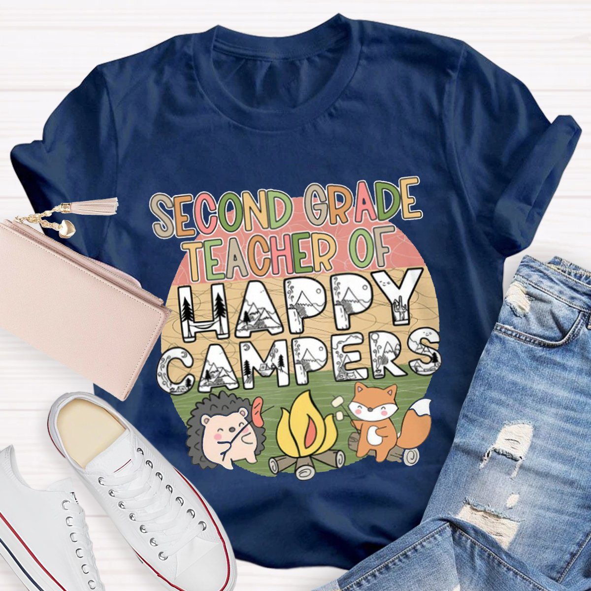 Personalized Second Grade Teacher Of Happy Campers Teacher Shirt