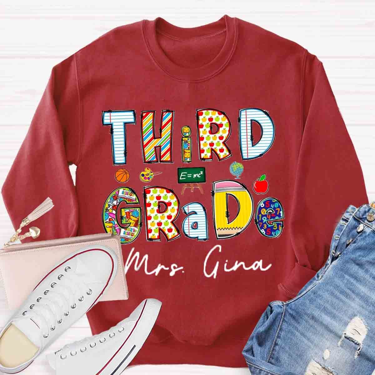 Personalized Grade And Name Teachers Sweatshirt