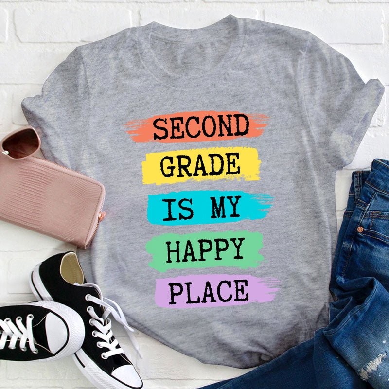 Personalized Grade Is My Happy Place Teacher T-Shirt