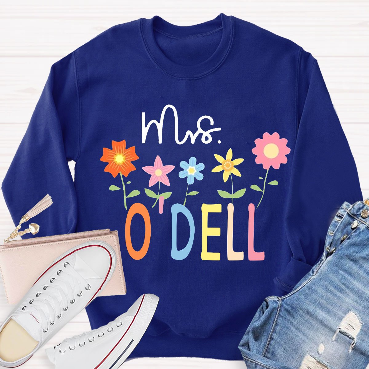 Personalized Your Name Flower Teacher Sweatshirt