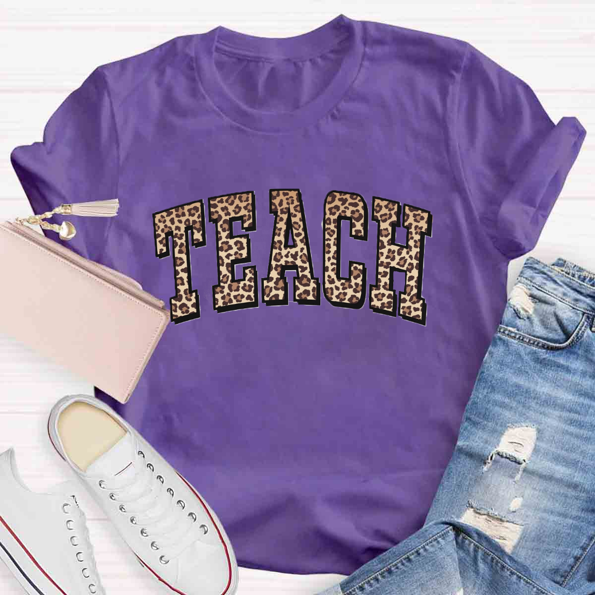 Leopard Teach Print  T-Shirt