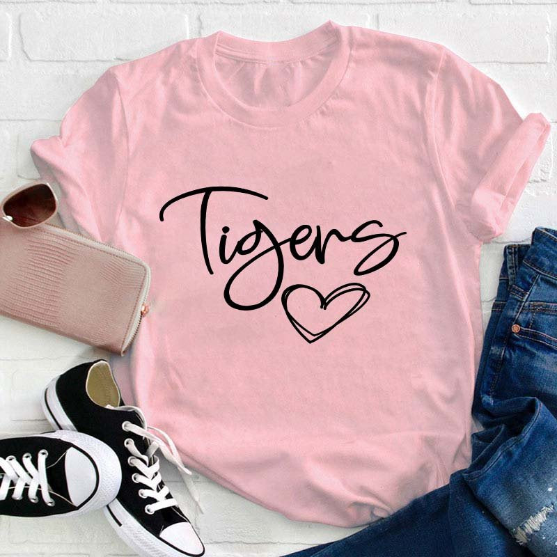 Personalized Name Mascot Heart Teacher T-Shirt