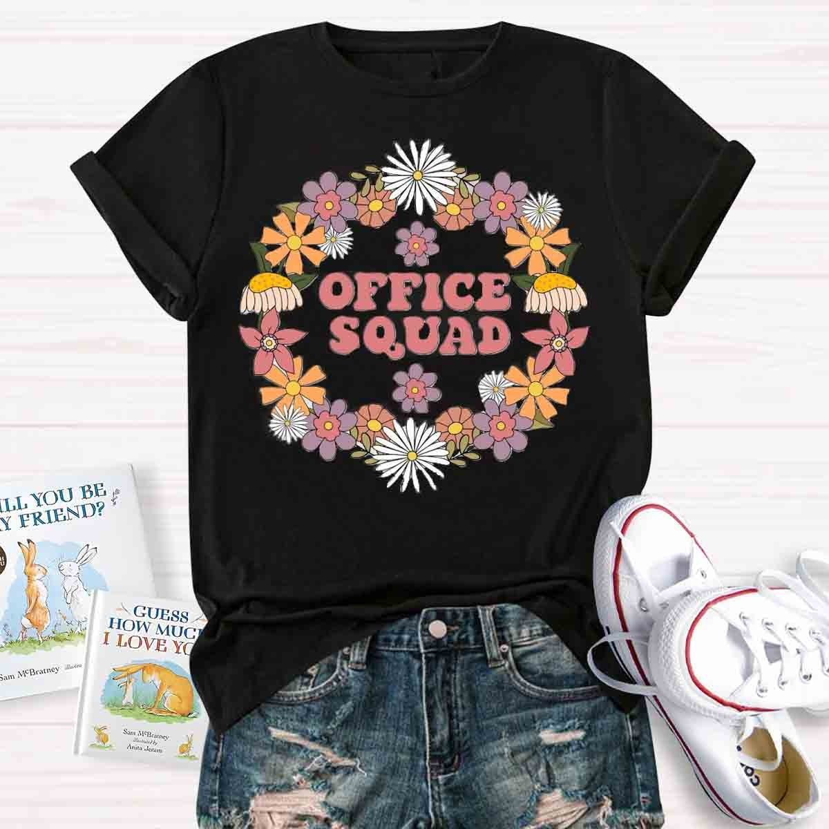 School Office Squad Floral Teachers T-Shirt