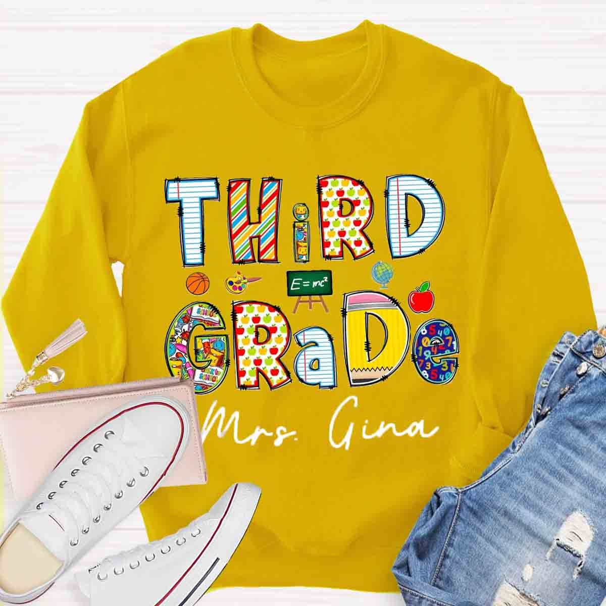 Personalized Grade And Name Teachers Sweatshirt