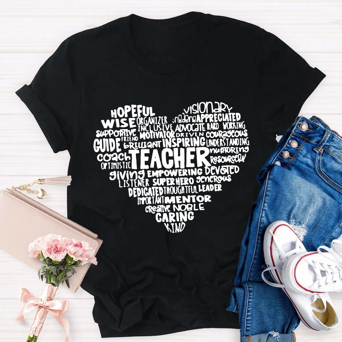 Teacher Heart Word Cloud Teacher Shirt