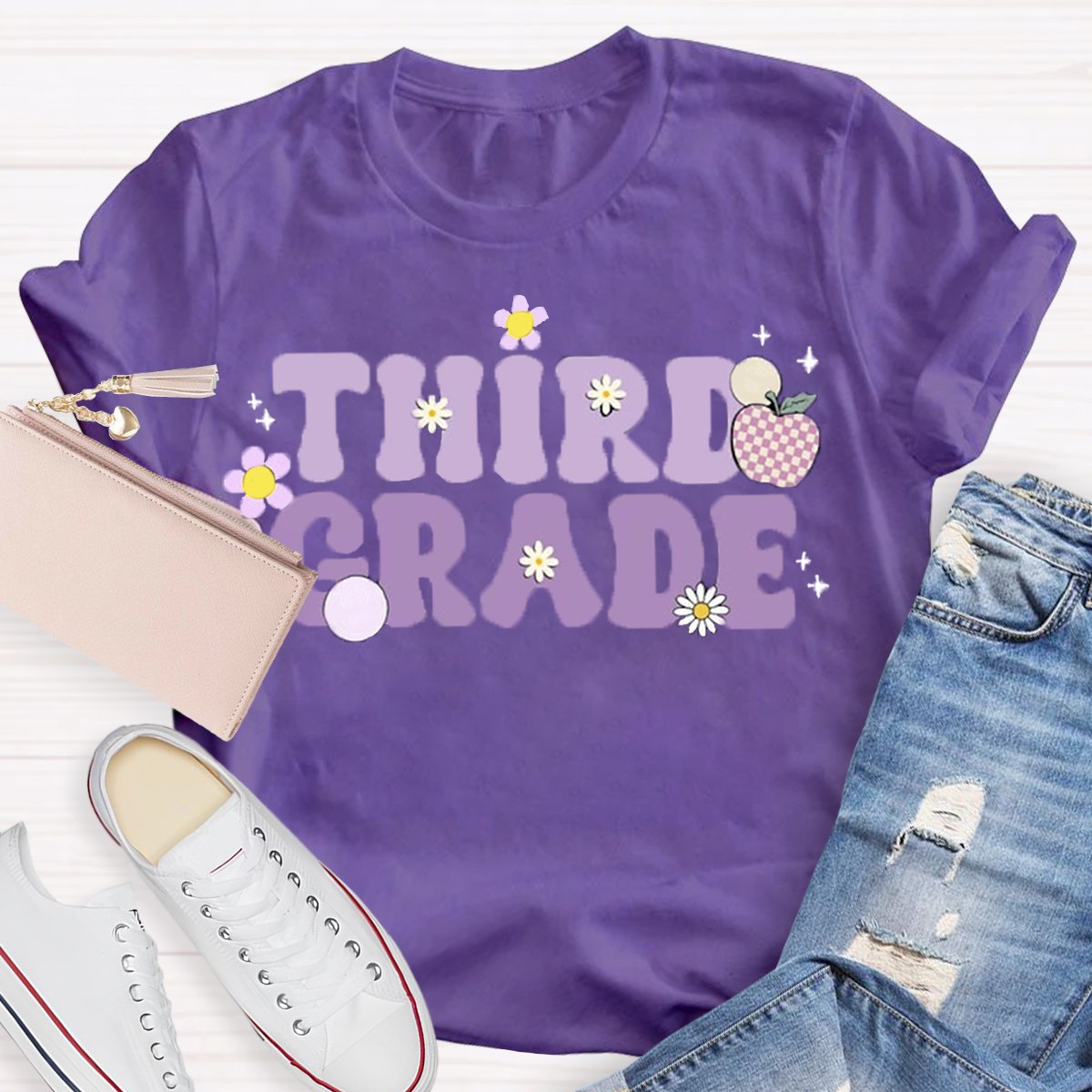 Personalized Grade Purple Apple T-Shirt