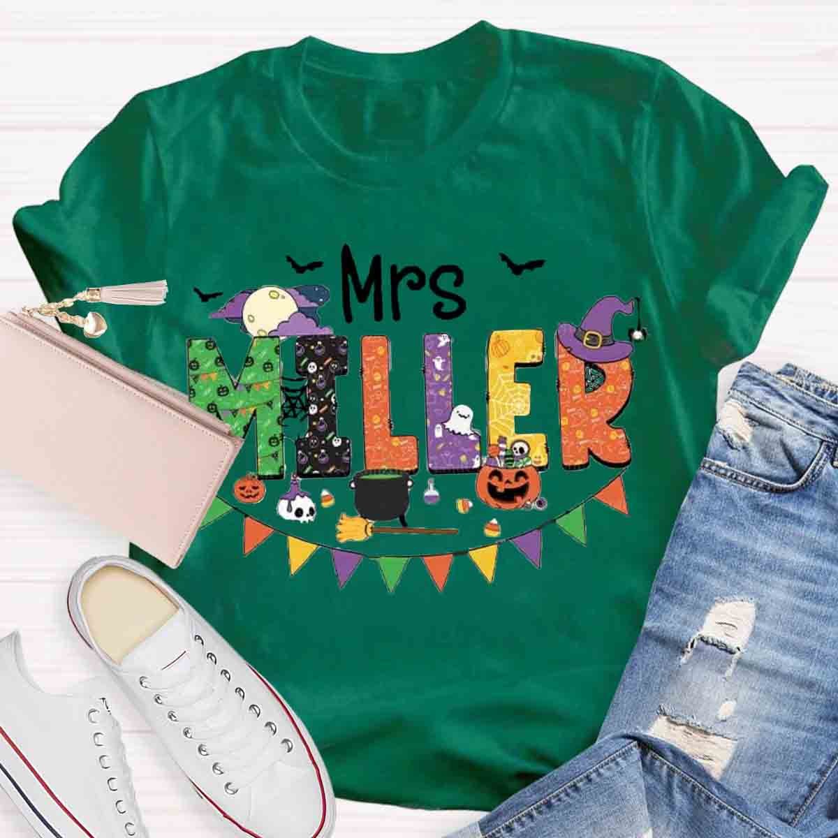 Personalized Name Halloween Spooky Teacher Shirt