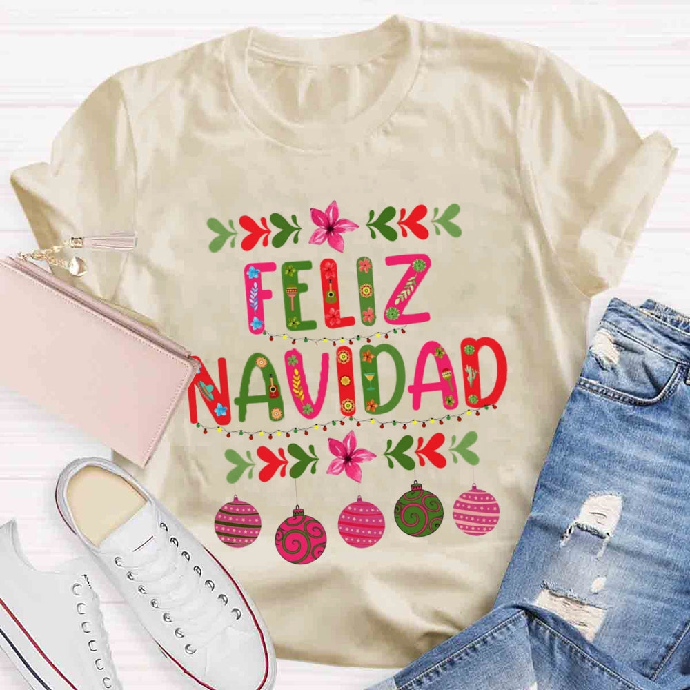 Feliz Navidad Christmas Spanish Teacher T-Shirt