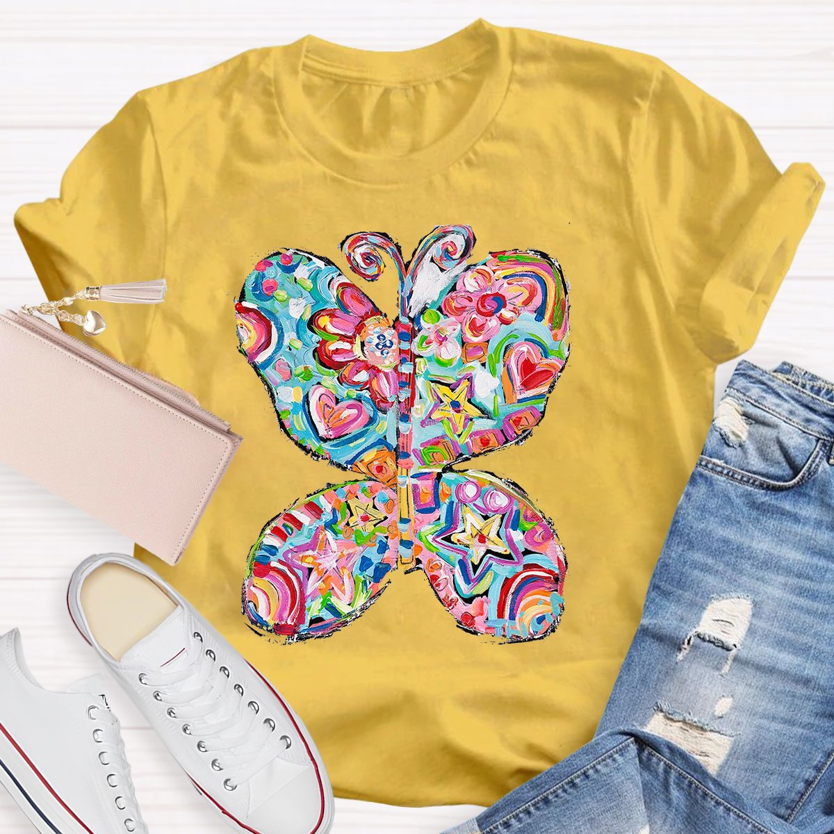 Color Butterfly Teacher Shirt