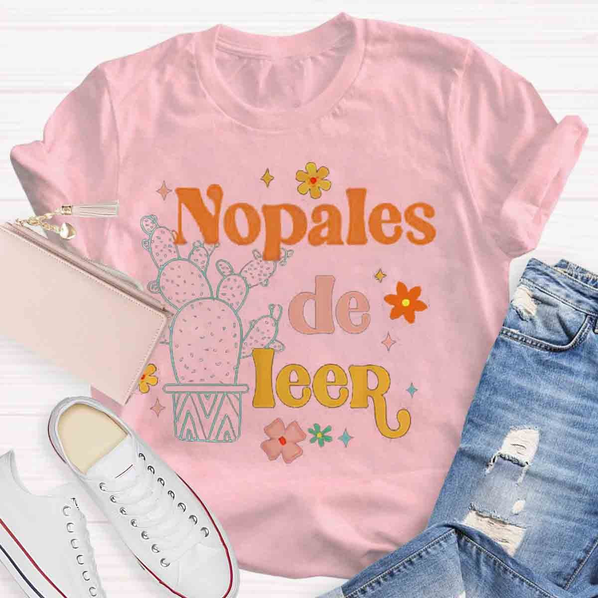 Nopales De Leer Spanish Teacher Maestra Cactus Bilingual Women T-shirt