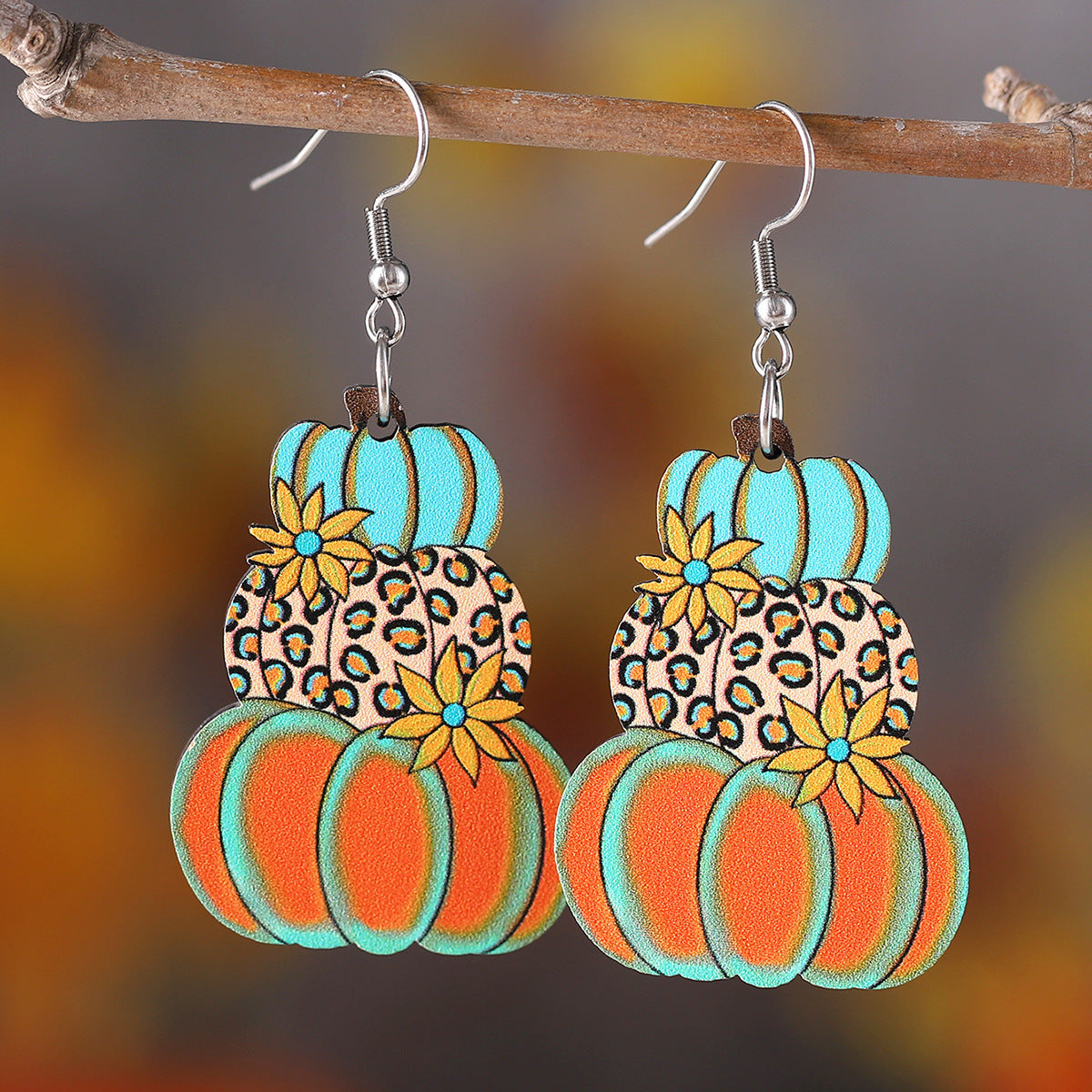 Thanksgiving Fall Harvest Plaid Pumpkin Earrings