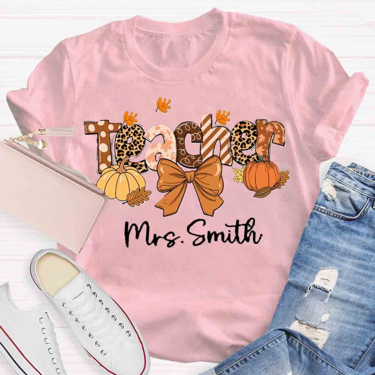 Personalized Name Teacher Fall each Love Inspire Shirt