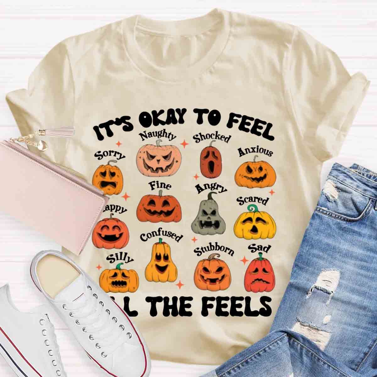 It's Okay To Feel All The Feels Halloween School Psychologist Shirt