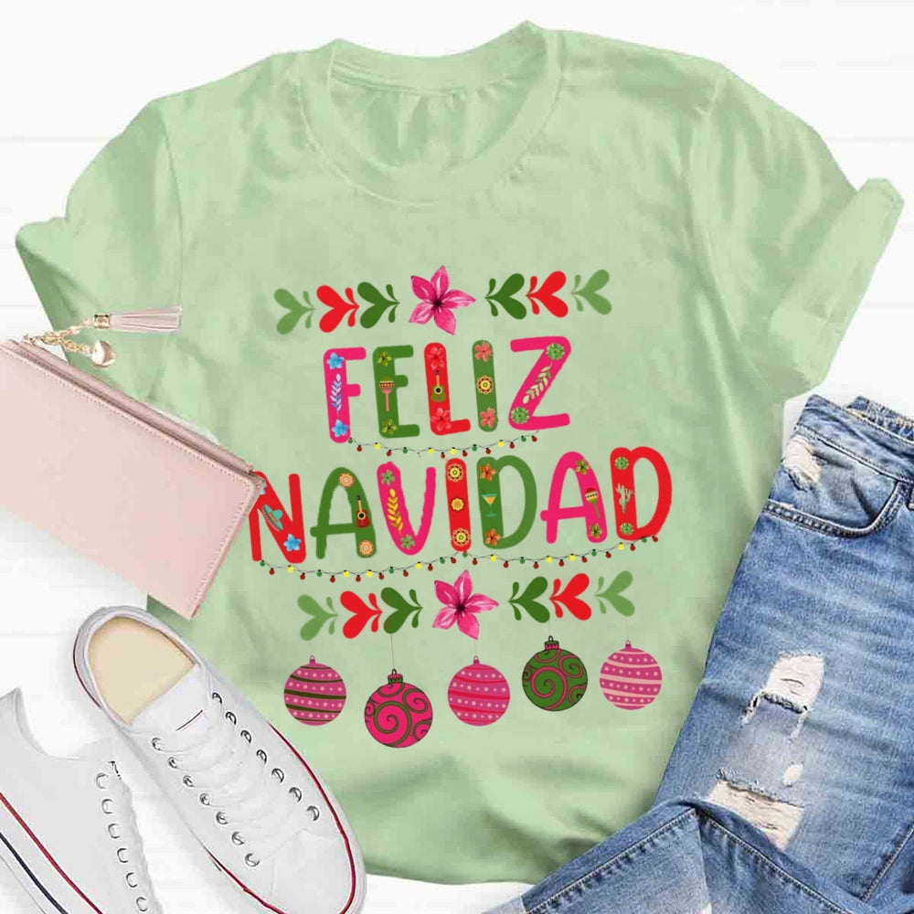 Feliz Navidad Christmas Spanish Teacher T-Shirt