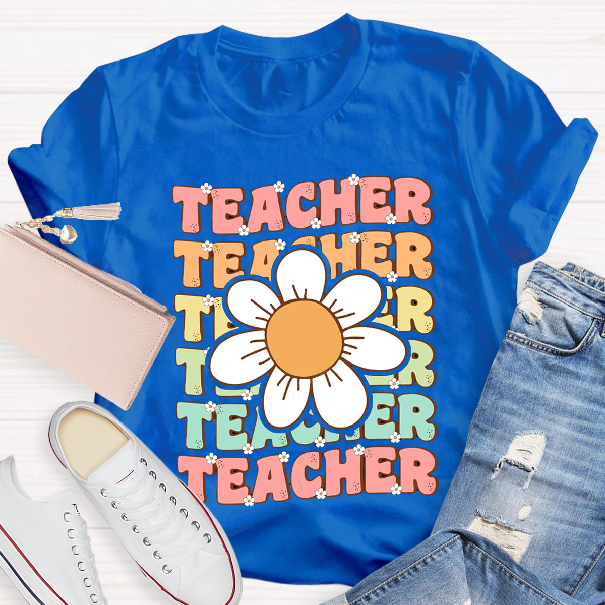 Retro Floral Teacher Shirt