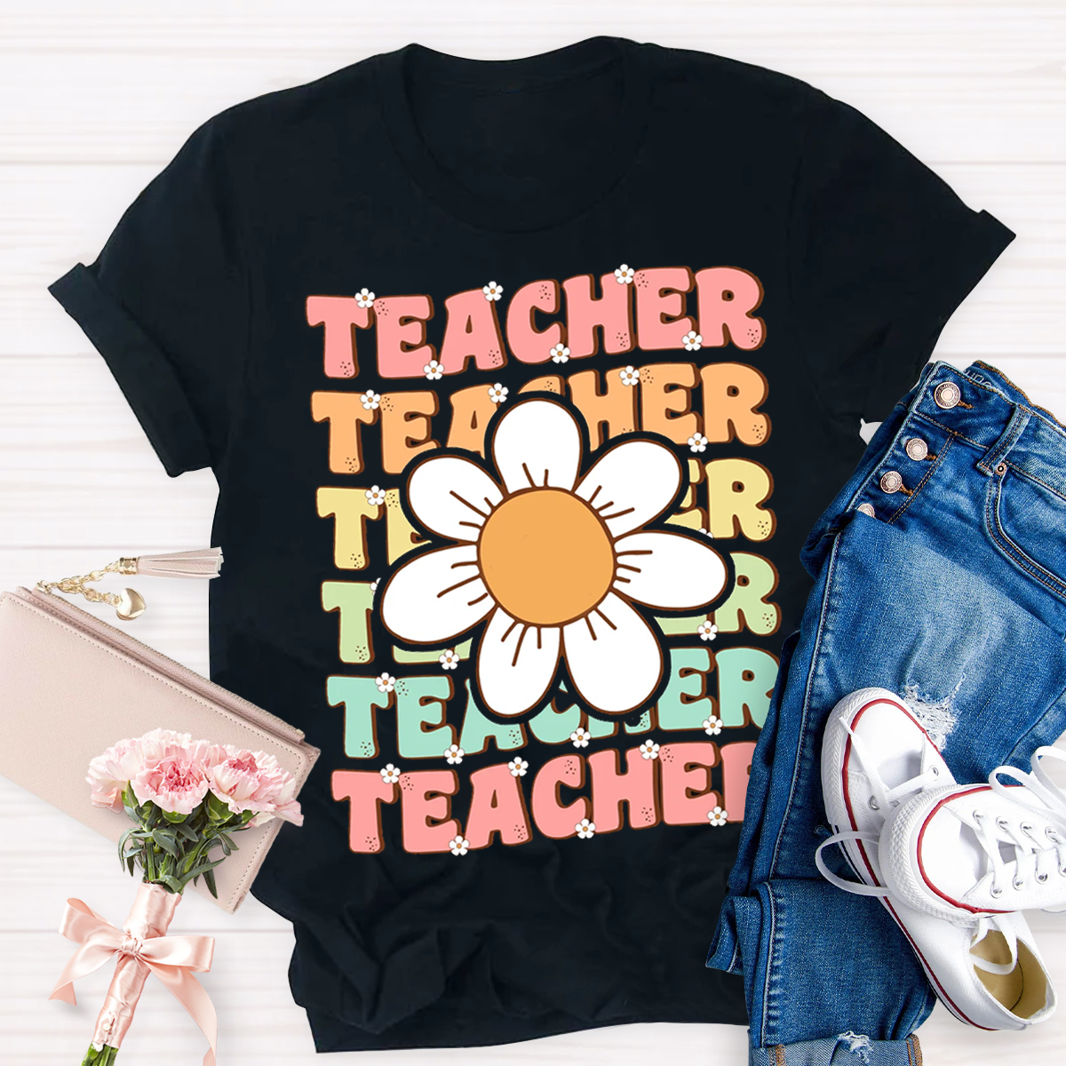 Retro Floral Teacher Shirt