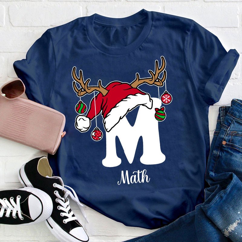 Personalized An Elk Santa Hat Teacher T-Shirt