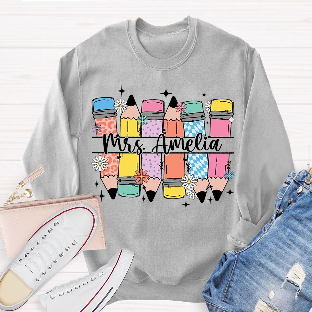 Personalized  Name Pencil Sweatshirt