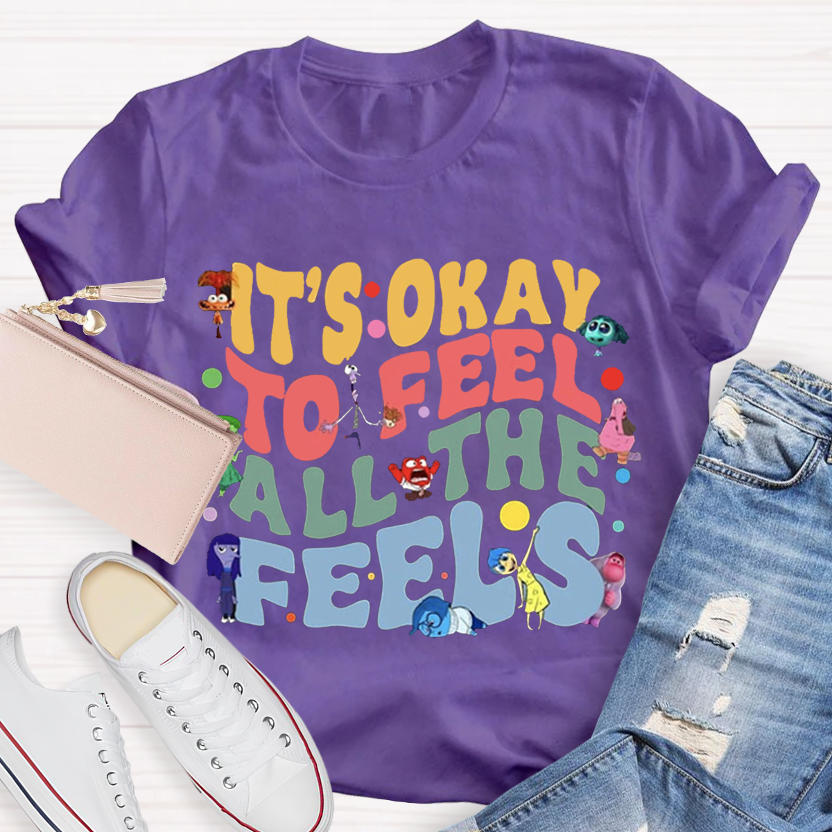 Funny It's Ok To Feel All The Feels Teacher T-Shirt