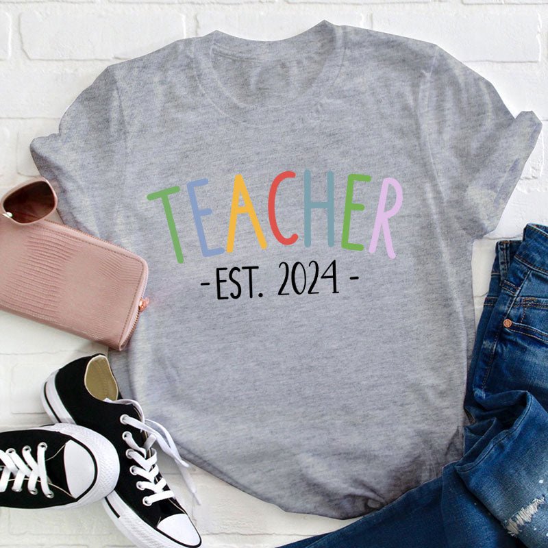 Personalized Year Teacher Est. 2024 Teacher T-Shirt
