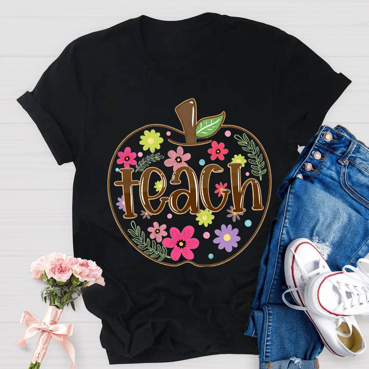 Apple Flowers Teachers T-Shirt