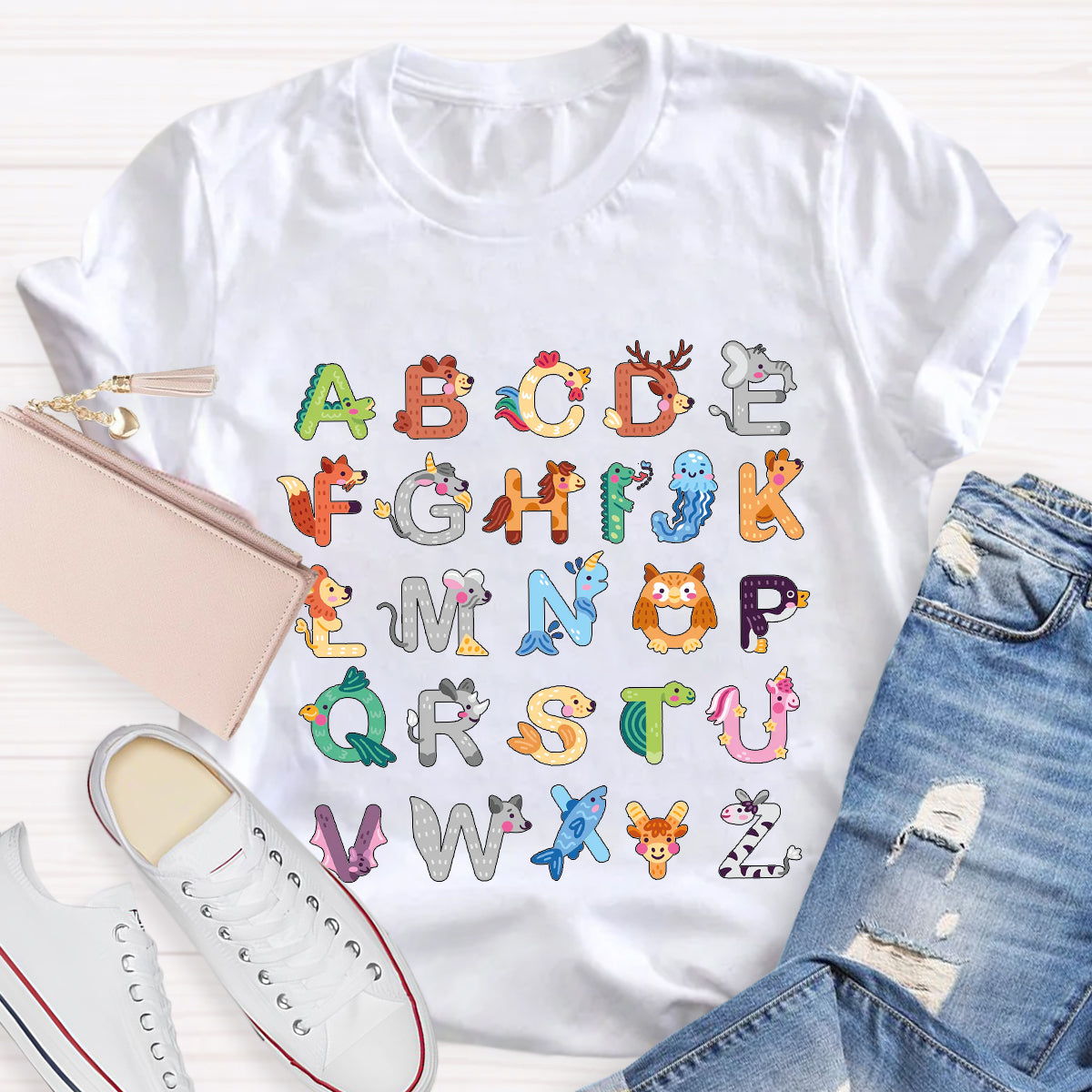 Animal Alphabet Clipart Teacher Shirt