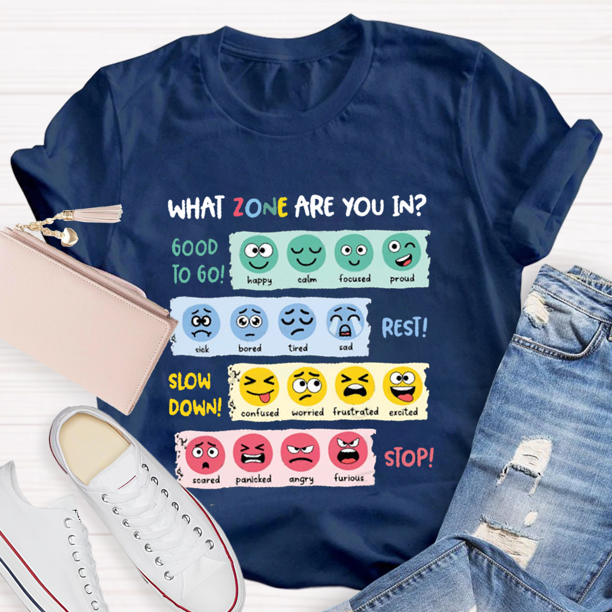 Zone Of Regulation Mental Health Teacher T-Shirt