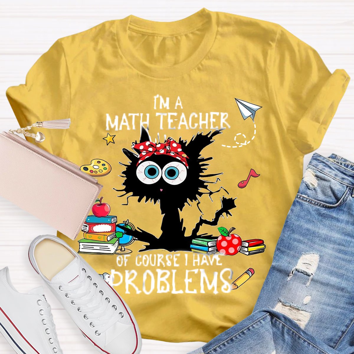 I'm A Math Teacher Exploding Cat Teacher T-Shirt