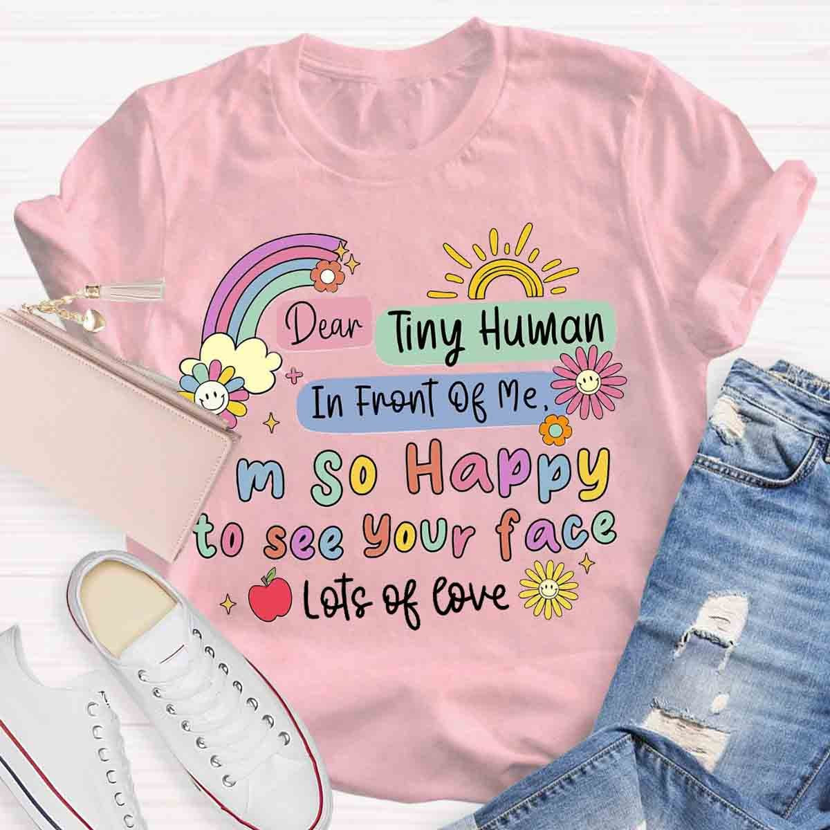 So Happy To See Your Face Teacher Casual Print T-shirt