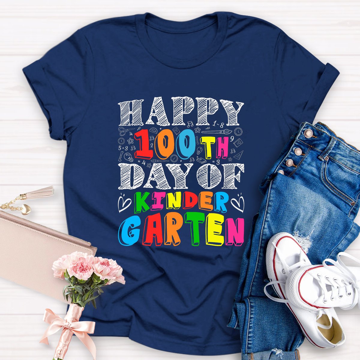 Happy 100th Day Of Kindergarten Teacher Shirt